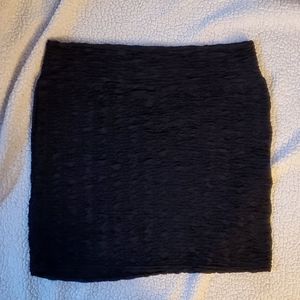 Ruched Black Mini Skirt